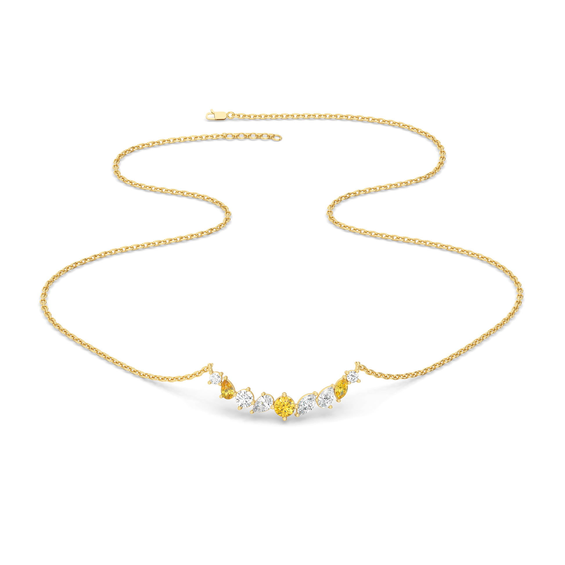 Honeyline - Lab Diamond and Citrine Necklace