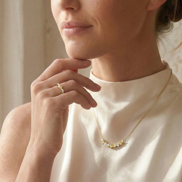 Honeyline - Lab Diamond and Citrine Necklace