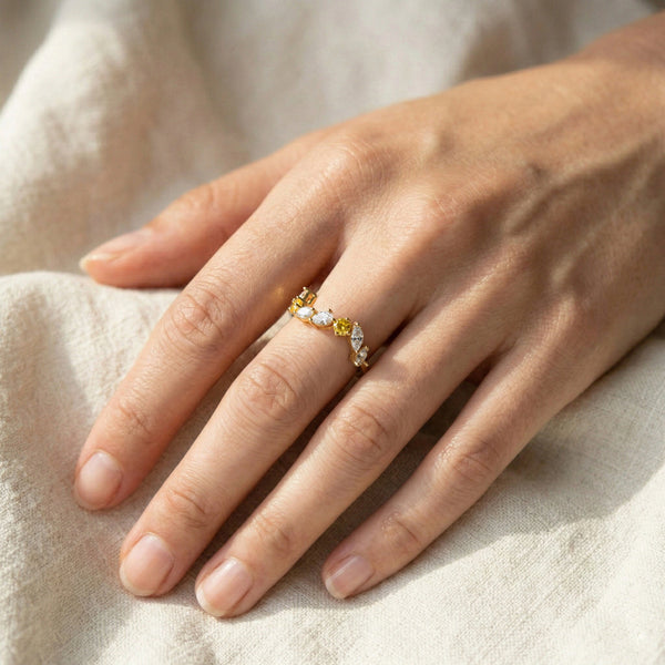 Honeyline - Lab Diamond and Citrine Eternity Ring