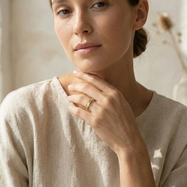 Honeyline - Lab Diamond and Citrine Eternity Ring