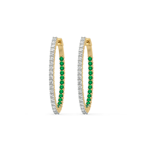 Green Glow Huggie - Lab Diamond and Emerald Earrings