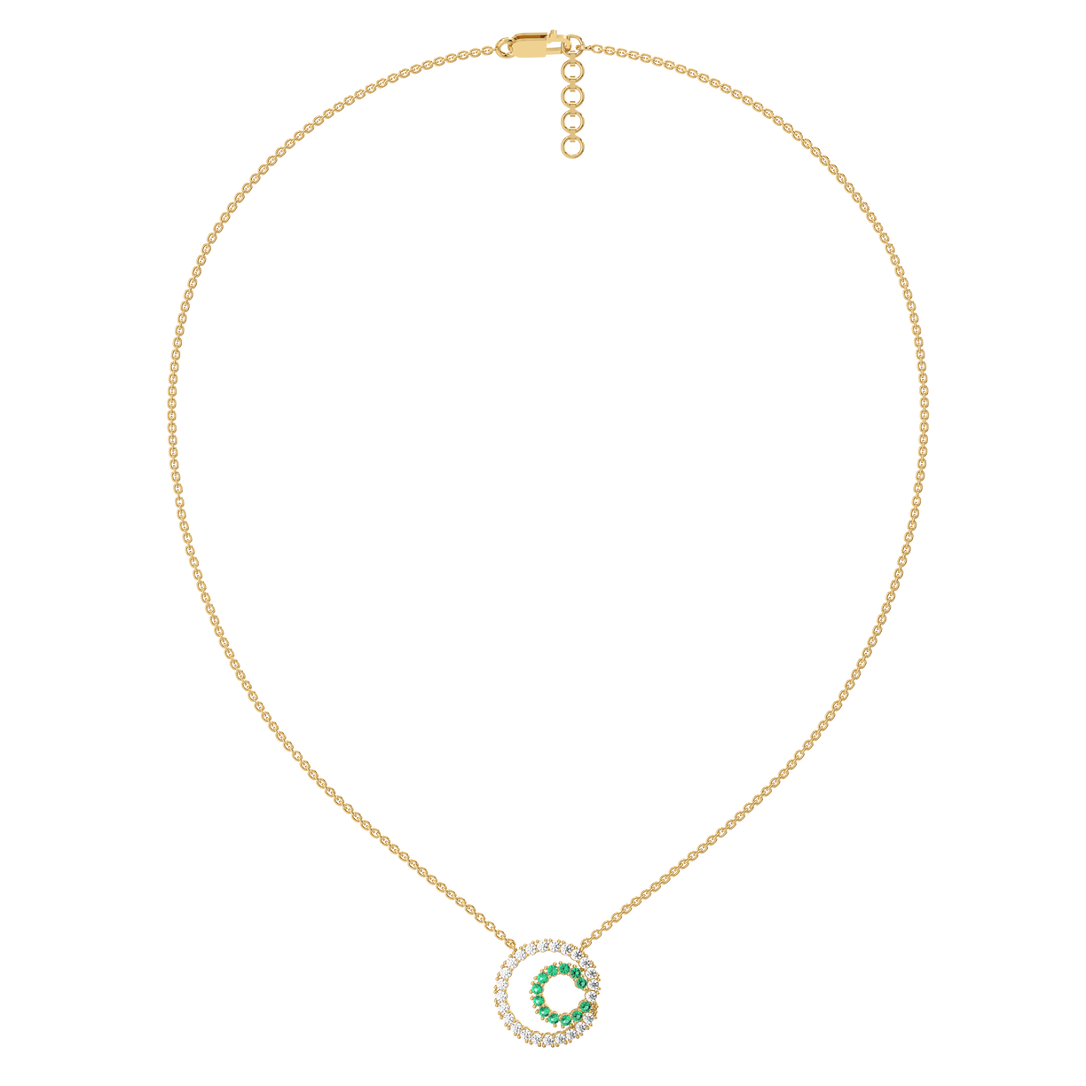 Green Glow - Lab Diamond and Emerald Necklace