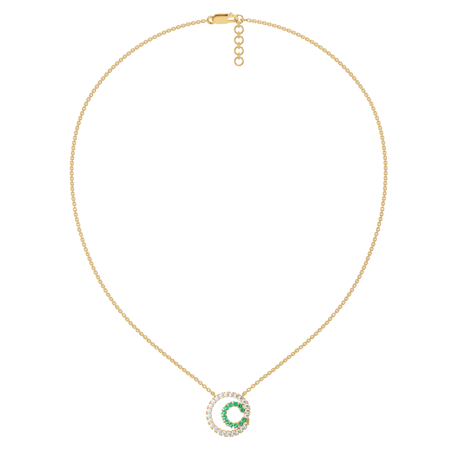 Green Glow - Lab Diamond and Emerald Necklace