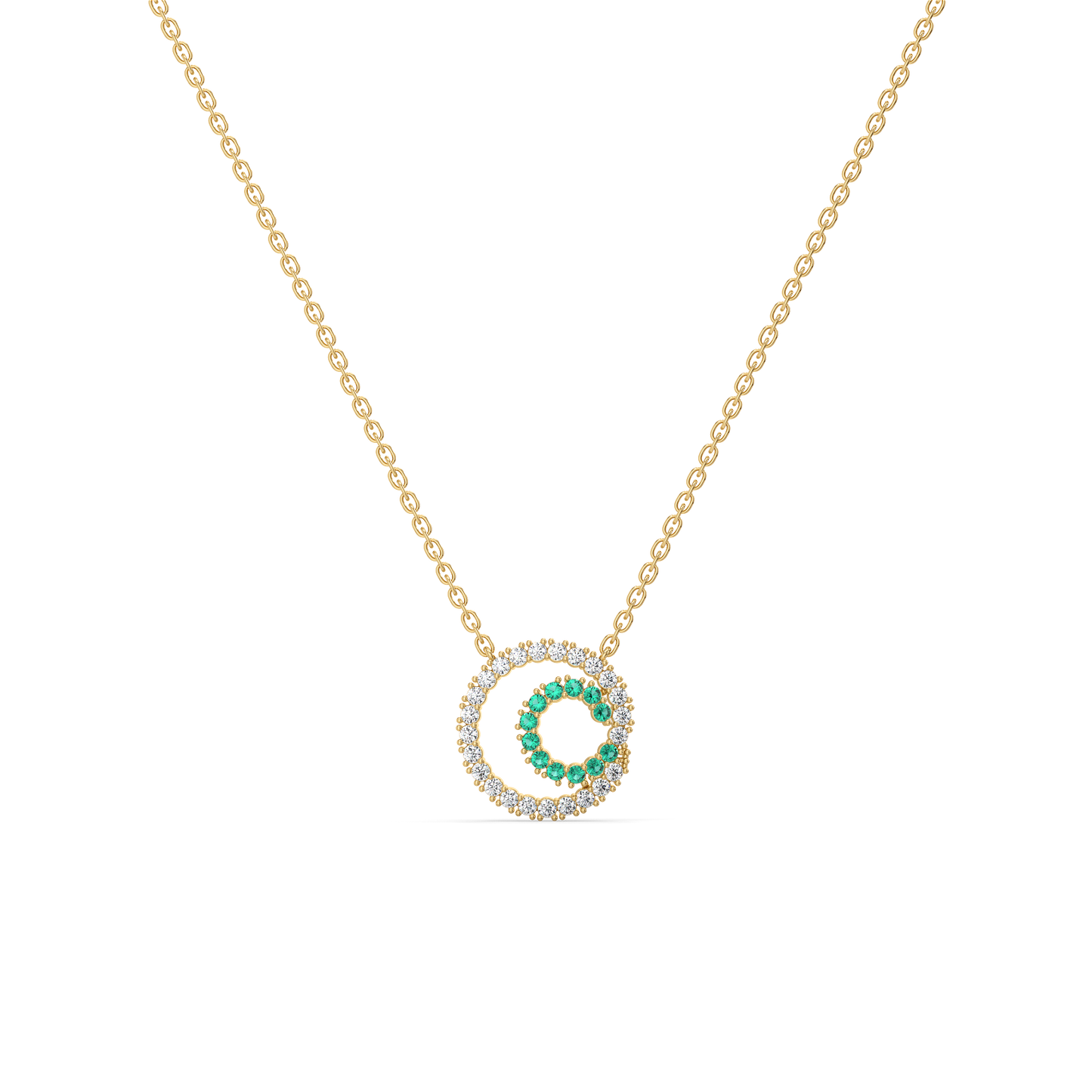 Green Glow - Lab Diamond and Emerald Necklace