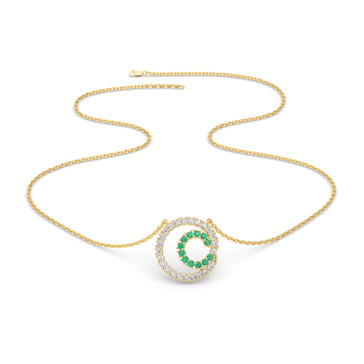 Green Glow - Lab Diamond and Emerald Necklace