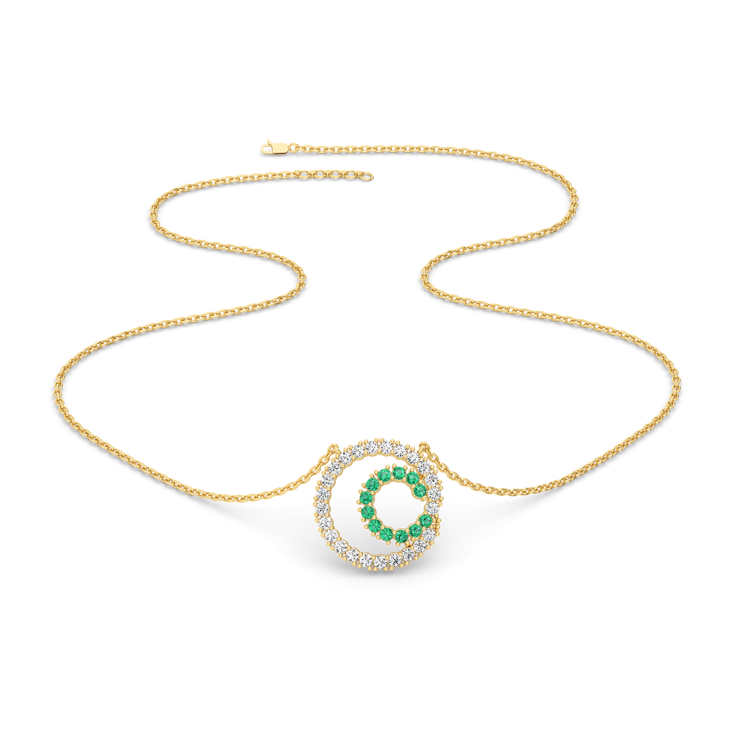 Green Glow - Lab Diamond and Emerald Necklace