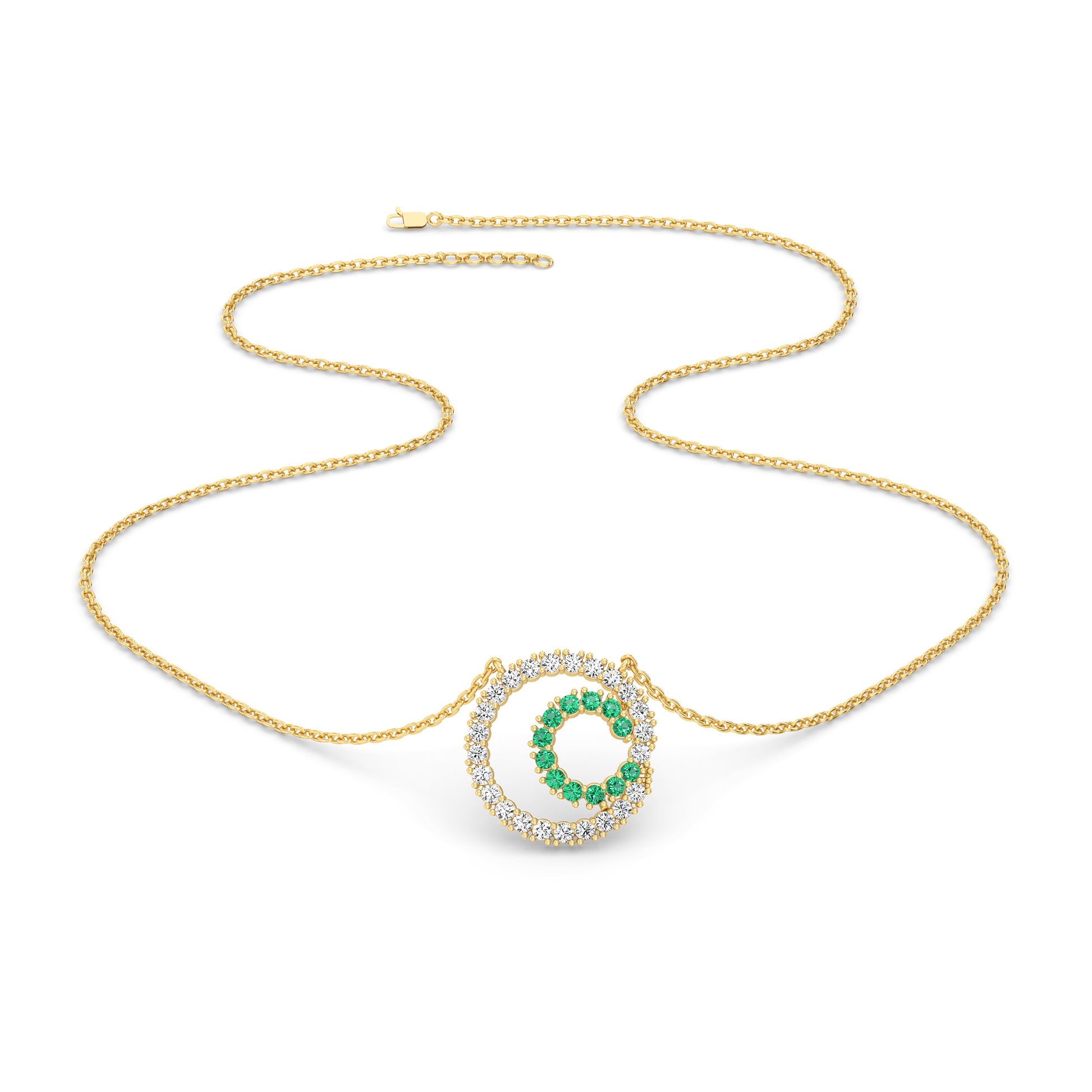 Green Glow - Lab Diamond and Emerald Necklace
