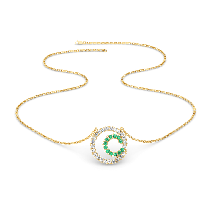 Green Glow - Lab Diamond and Emerald Necklace