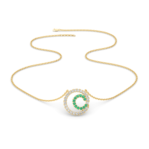 Lukson Green Glow - Lab Grown Diamond and Emerald Necklace