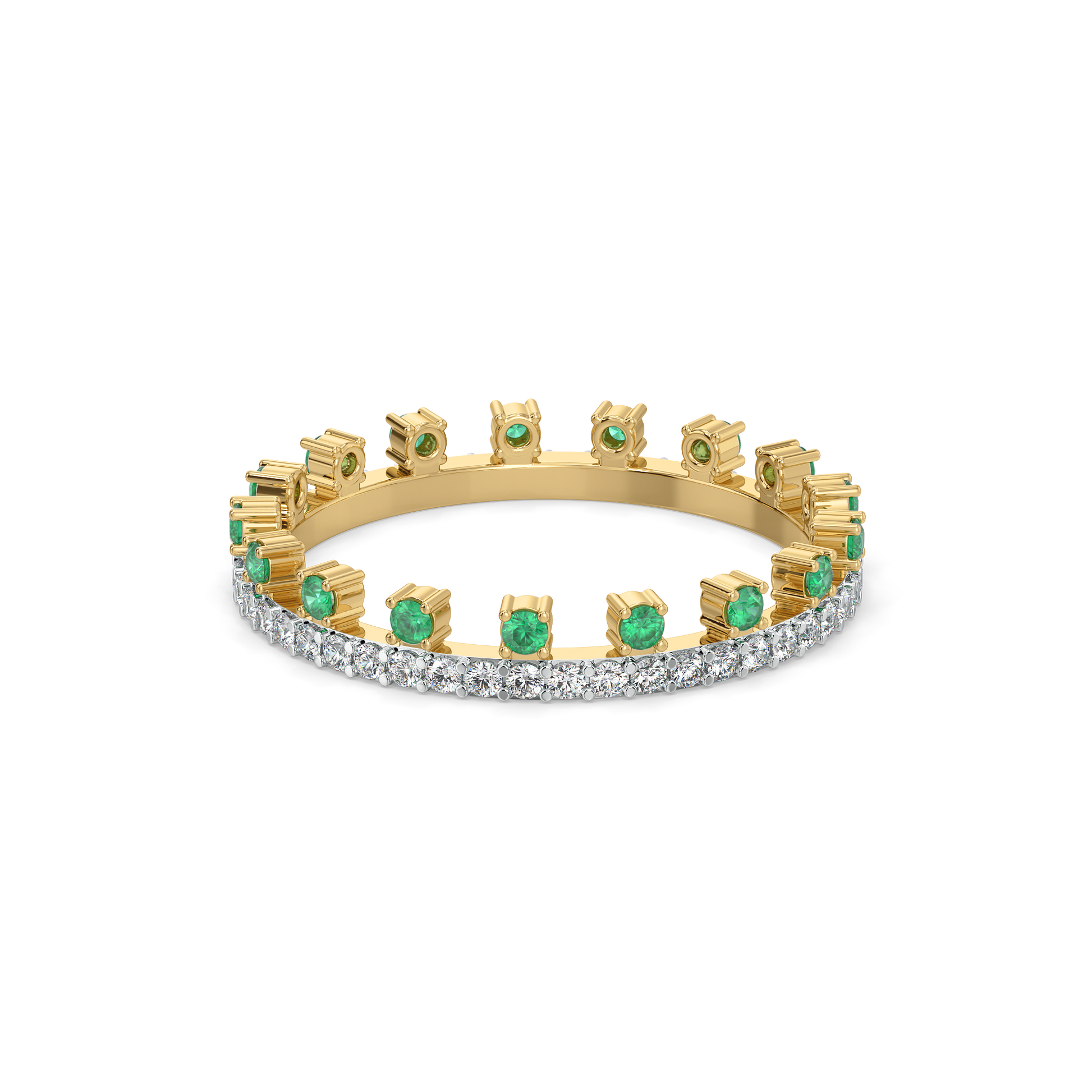 Green Glow - Lab Diamond and Emerald Eternity Ring