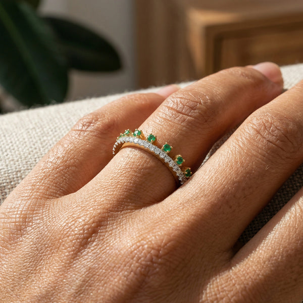 Green Glow - Lab Diamond and Emerald Eternity Ring