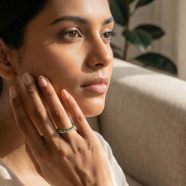 Green Glow - Lab Diamond and Emerald Eternity Ring