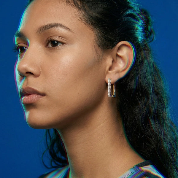 Offbeat Edge - Lab Diamond Hoop Earrings