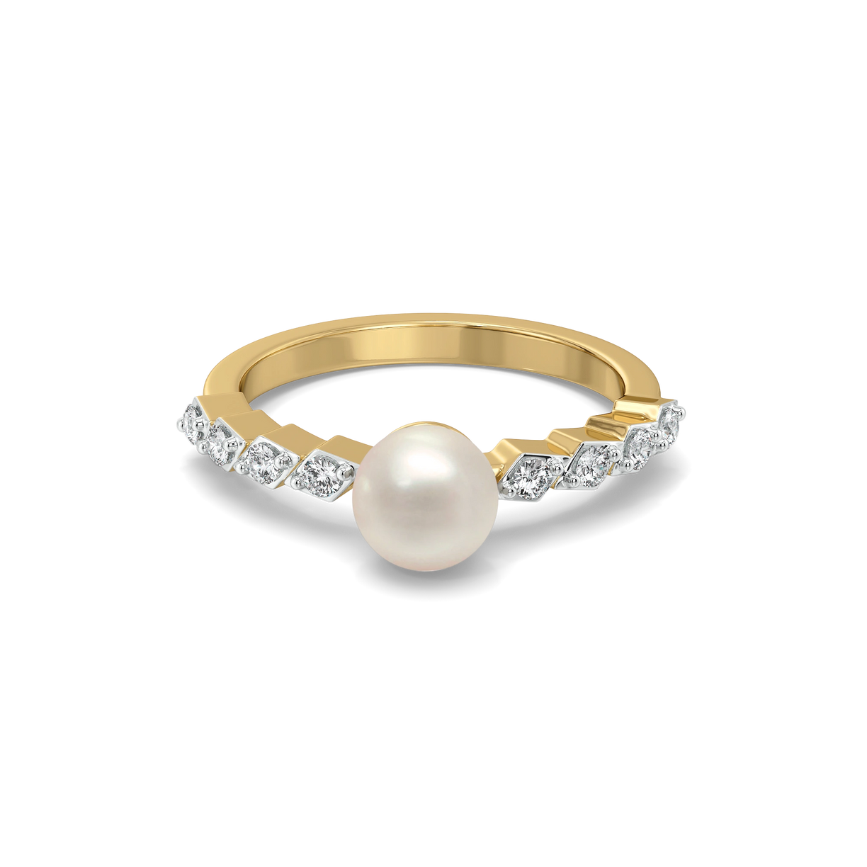 Winter Pearls - Lab Diamond Band Rings