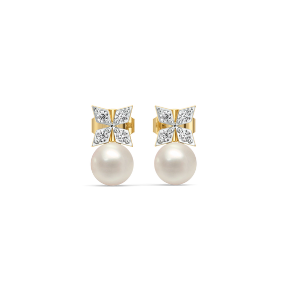 Pearls Lab Grown Diamond Stud Earrings for Women | Lukson