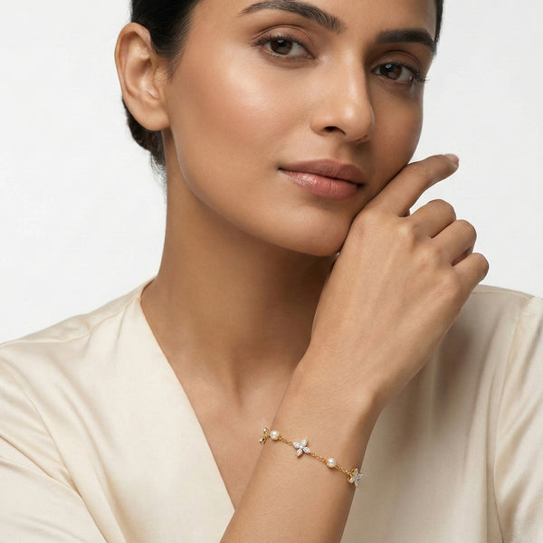 Crystal Pearls - Lab Grown Diamond Bracelet Online- Lukson 