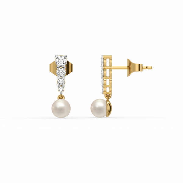 Lukson Pearl Lab Grown Diamond Drop Earrings in India
