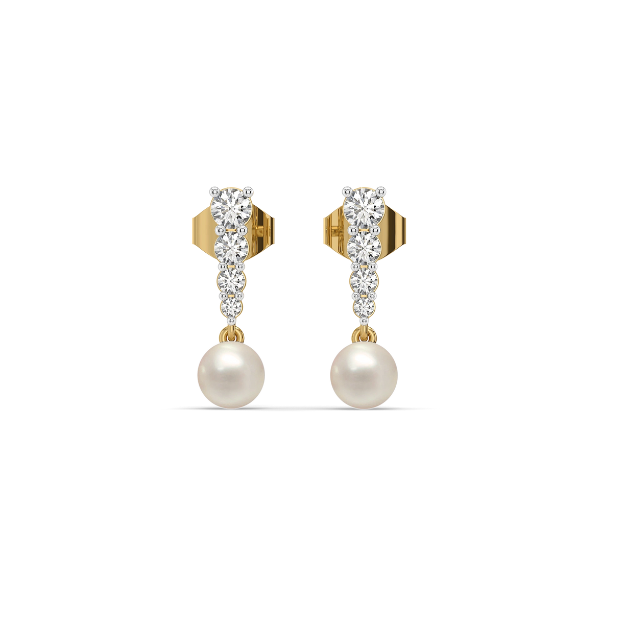 Glinting Pearl - Lab Diamond Drop Earrings