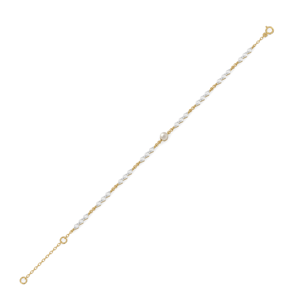 Snow Kissed Pearl 925 sterling silver - Lab GrownDiamond Bracelet - Lukson 