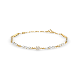 Snow Kissed Pearl - Lab Diamond Bracelet