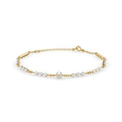 Snow Kissed Pearl - Lab Diamond Bracelet