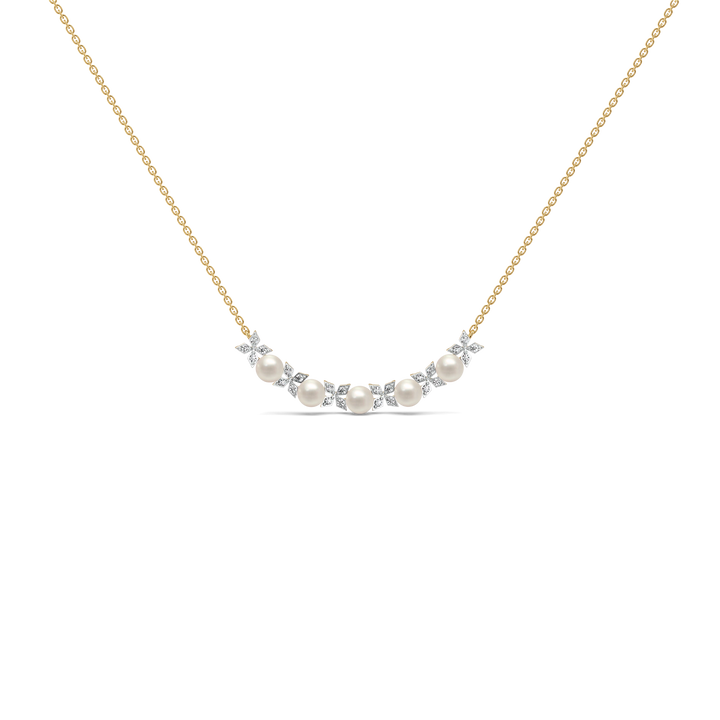Snow Kissed Pearl - Lab Diamond Necklace