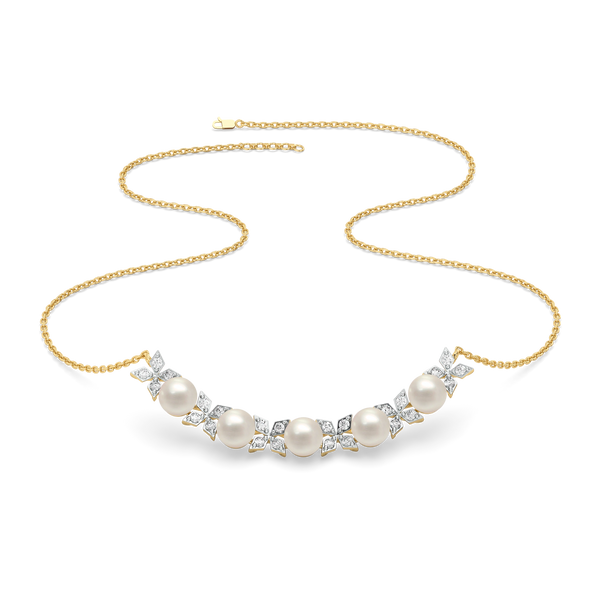 Snow Kissed Pearl - Lab Grown Diamond Necklace - Lukson