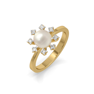 Snow Kissed Pearl - Lab Diamond Ring