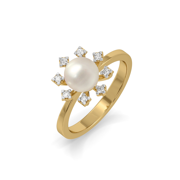 Snow Kissed Pearl - Lab Diamond Ring