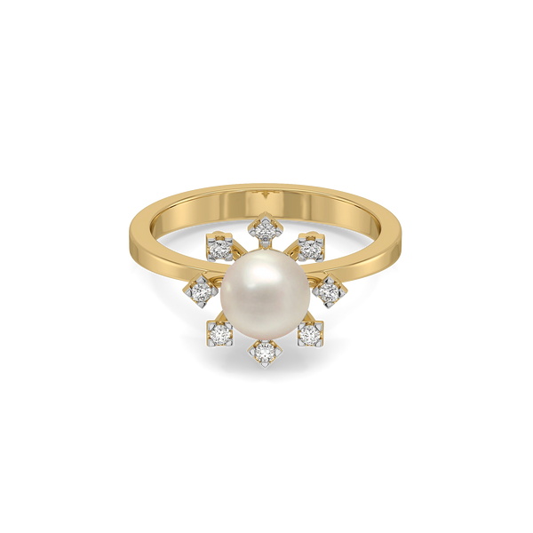 Lukson Snow Kissed Pearl Lab Grown Diamond Ring for Women