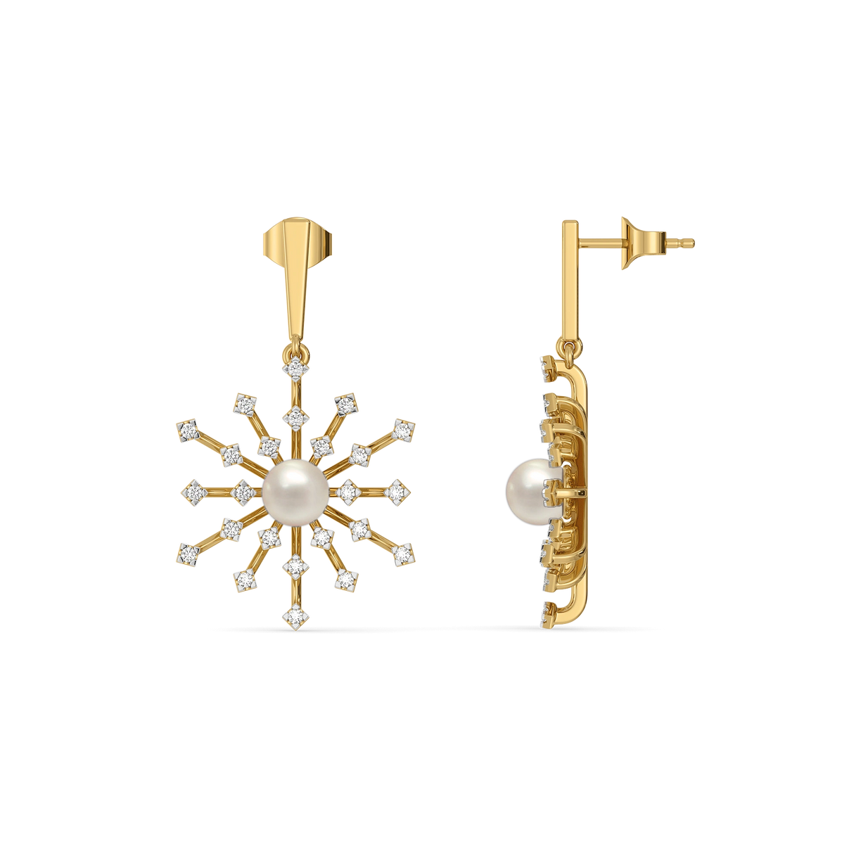 Snow Kissed Pearl - Lab Diamond Drop Earrings