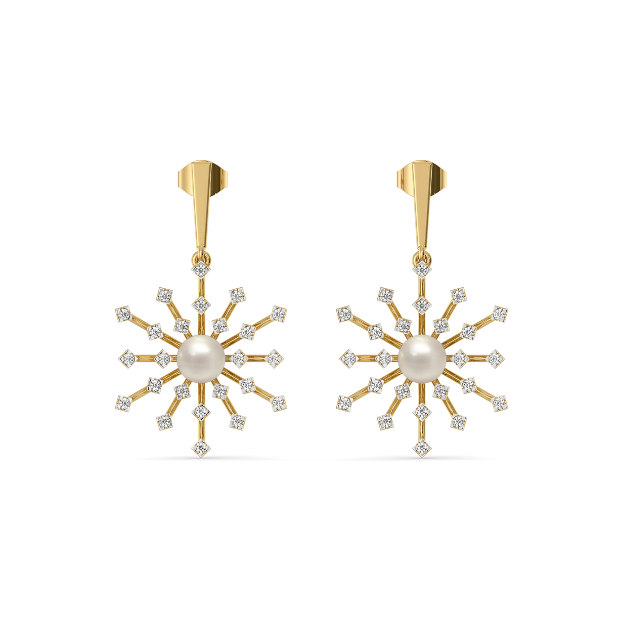 Snow Kissed Pearl - Lab Diamond Drop Earrings