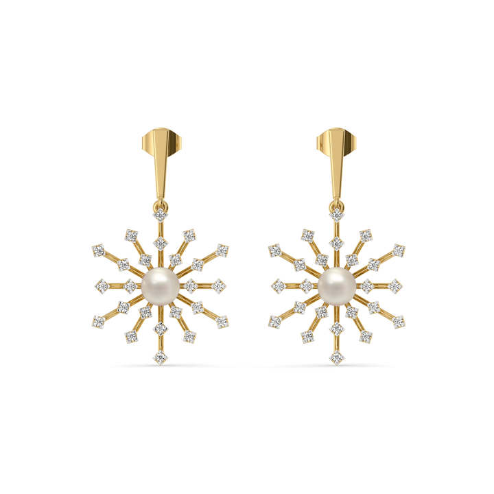 Snow Kissed Pearl - Lab Diamond Drop Earrings