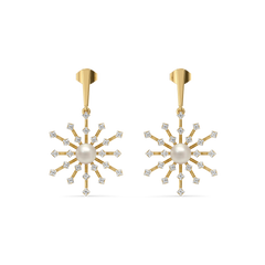 Snow Kissed Pearl - Lab Diamond Drop Earrings