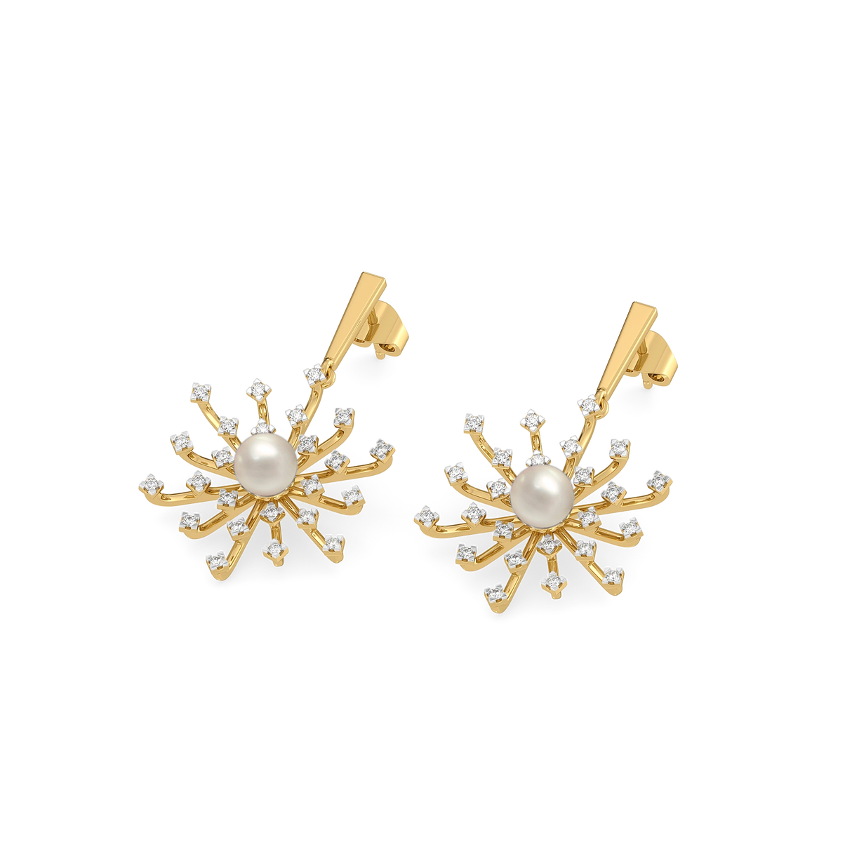 Snow Kissed Pearl - Lab Diamond Drop Earrings