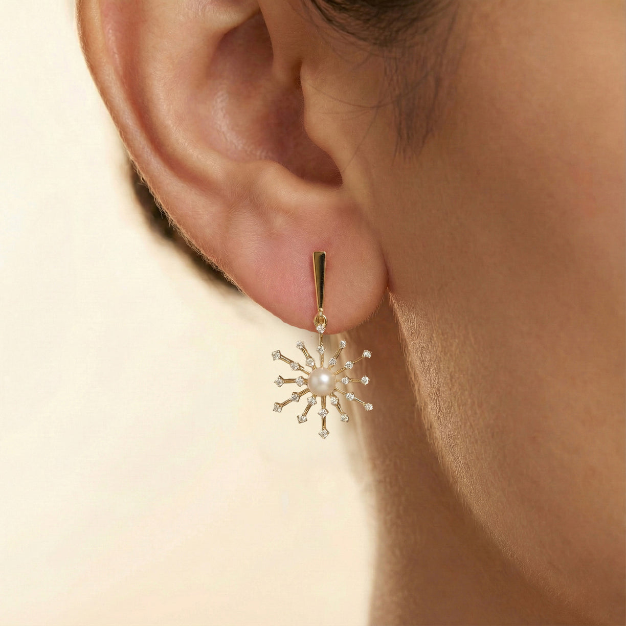 Lukson Snow Kissed Pearl Lab Grown Diamond Drop Earrings