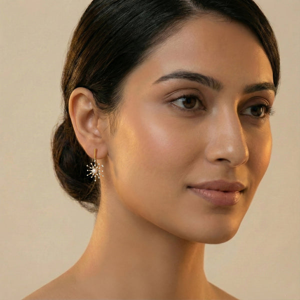 Lukson Snow Kissed Pearl Lab Grown Diamond Drop Earrings for Women