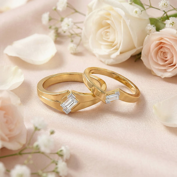 Lukson Angle of Us Lab Grown Diamond Couple Band Rings in India