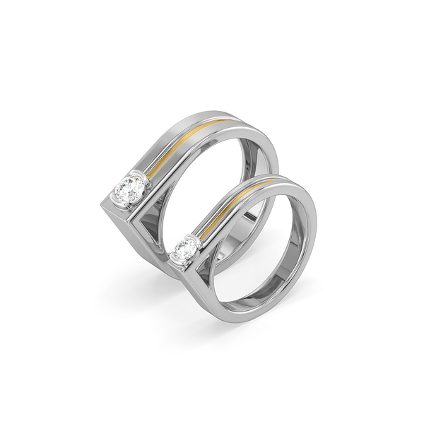 Lukson Dual Line Vow Lab Grown Diamond Couple Band Rings