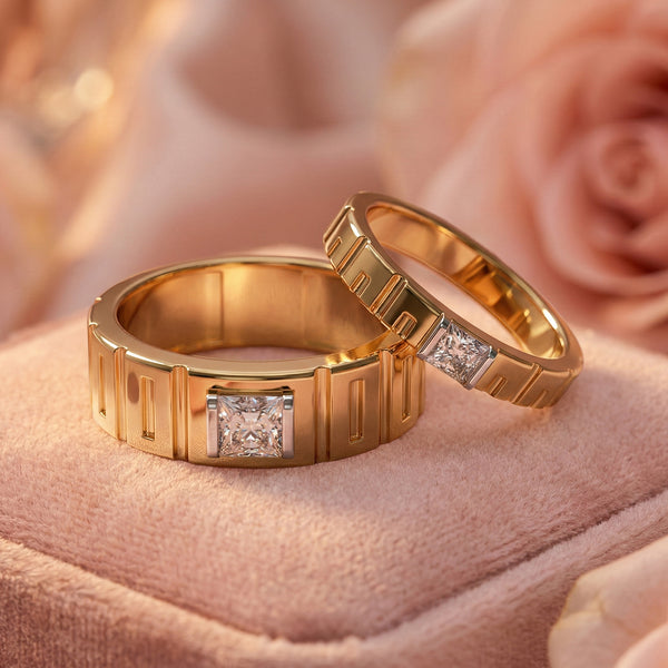 Lukson Groove Promise Lab Diamond Couple Band Rings Online