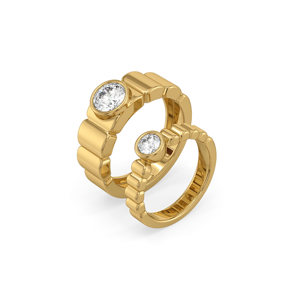 Lukson One Story Lab Grown Diamond Couple Band Rings in India