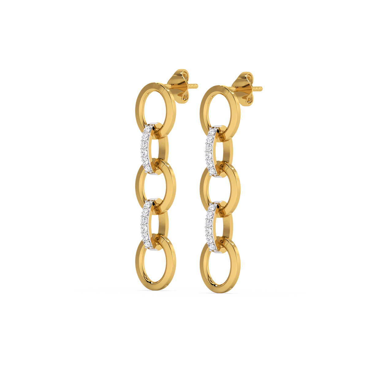 Link Chain Drops - 18kt Gold Vermeil Lab Grown Diamond Earrings