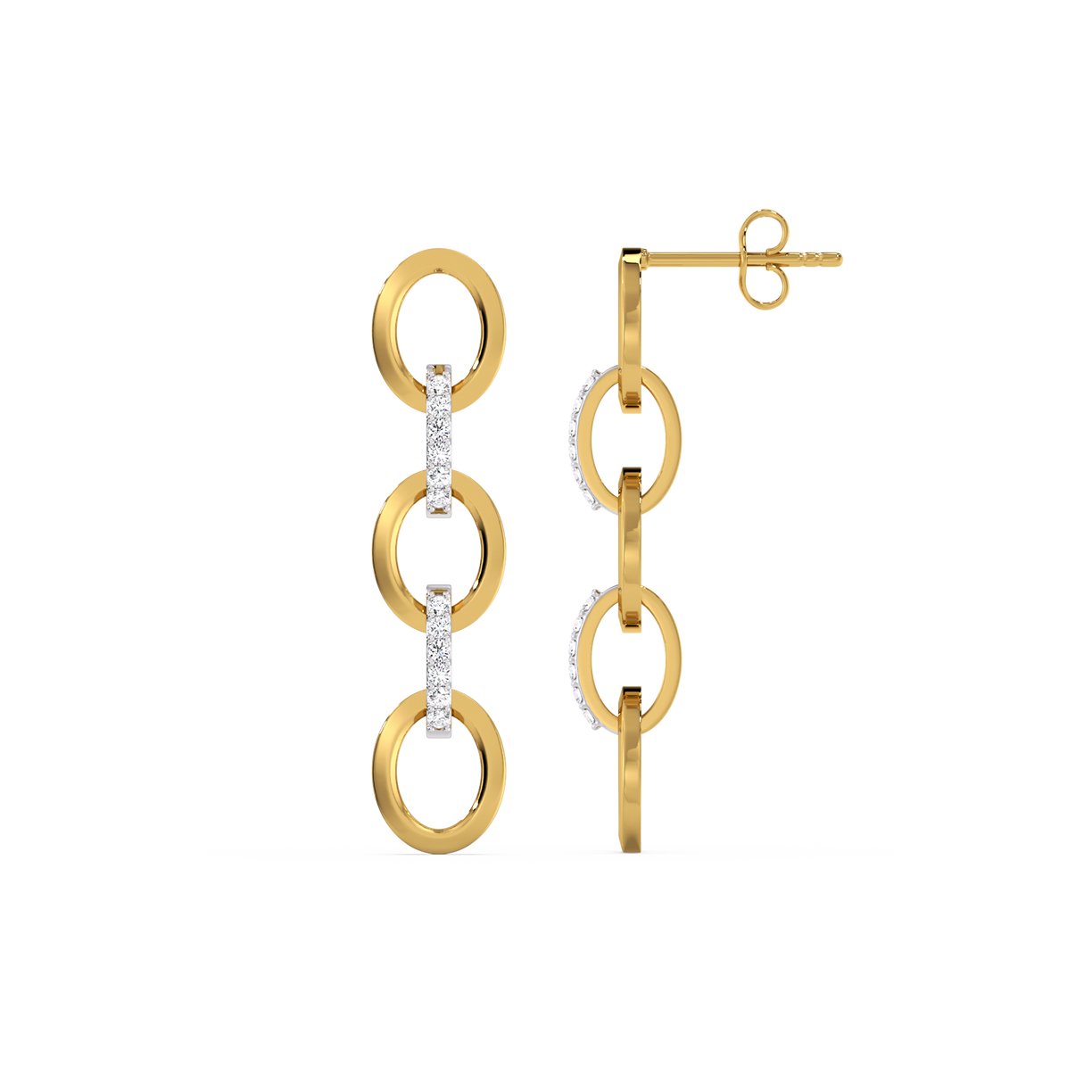 Link Chain Drops - 18kt Gold Vermeil Lab Grown Diamond Earrings
