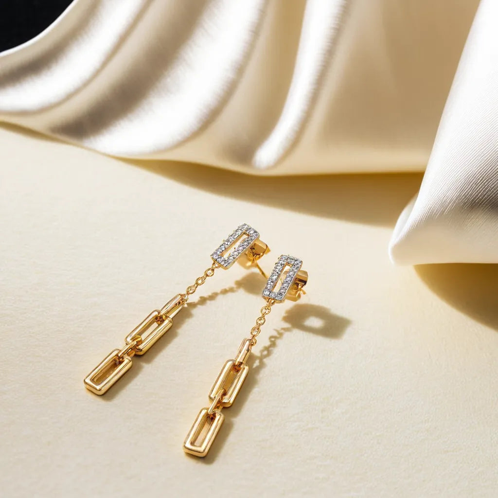 Lukson lab grown diamond gold drop earrings India