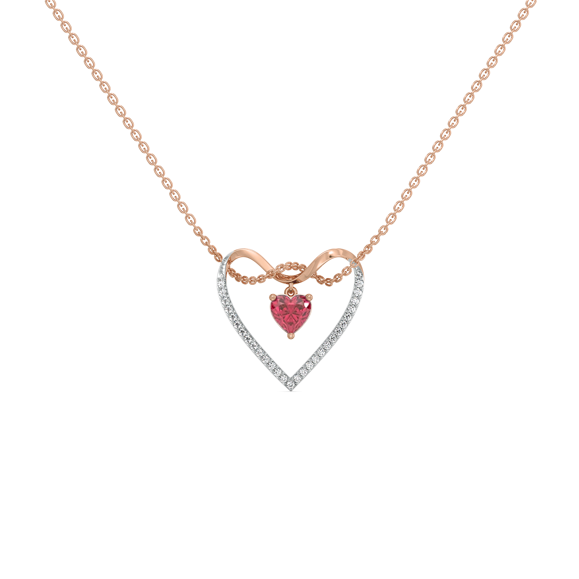 "Love on a String" - 18kt Rose Gold Vermeil Lab Grown Diamond Necklace