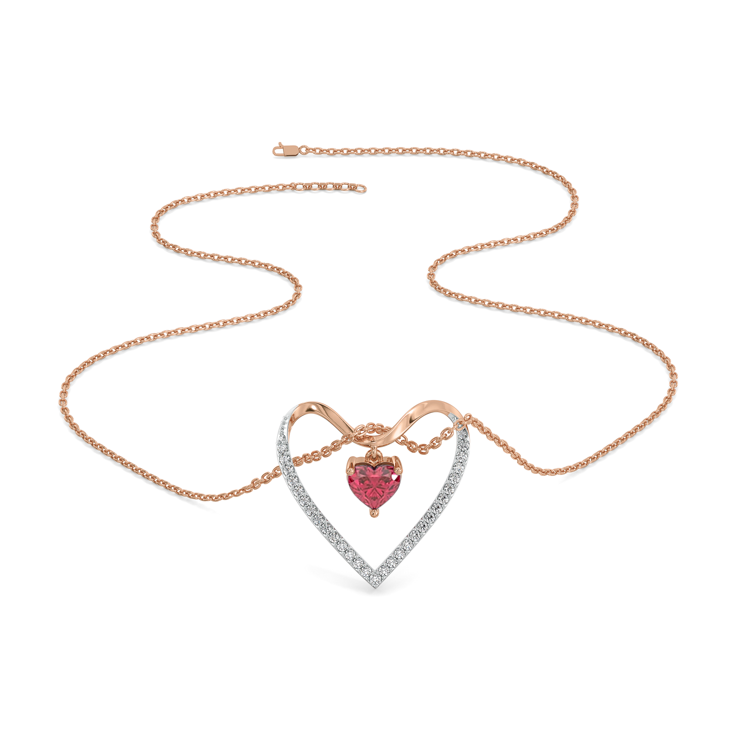 "Love on a String" - 18kt Rose Gold Vermeil Lab Grown Diamond Necklace