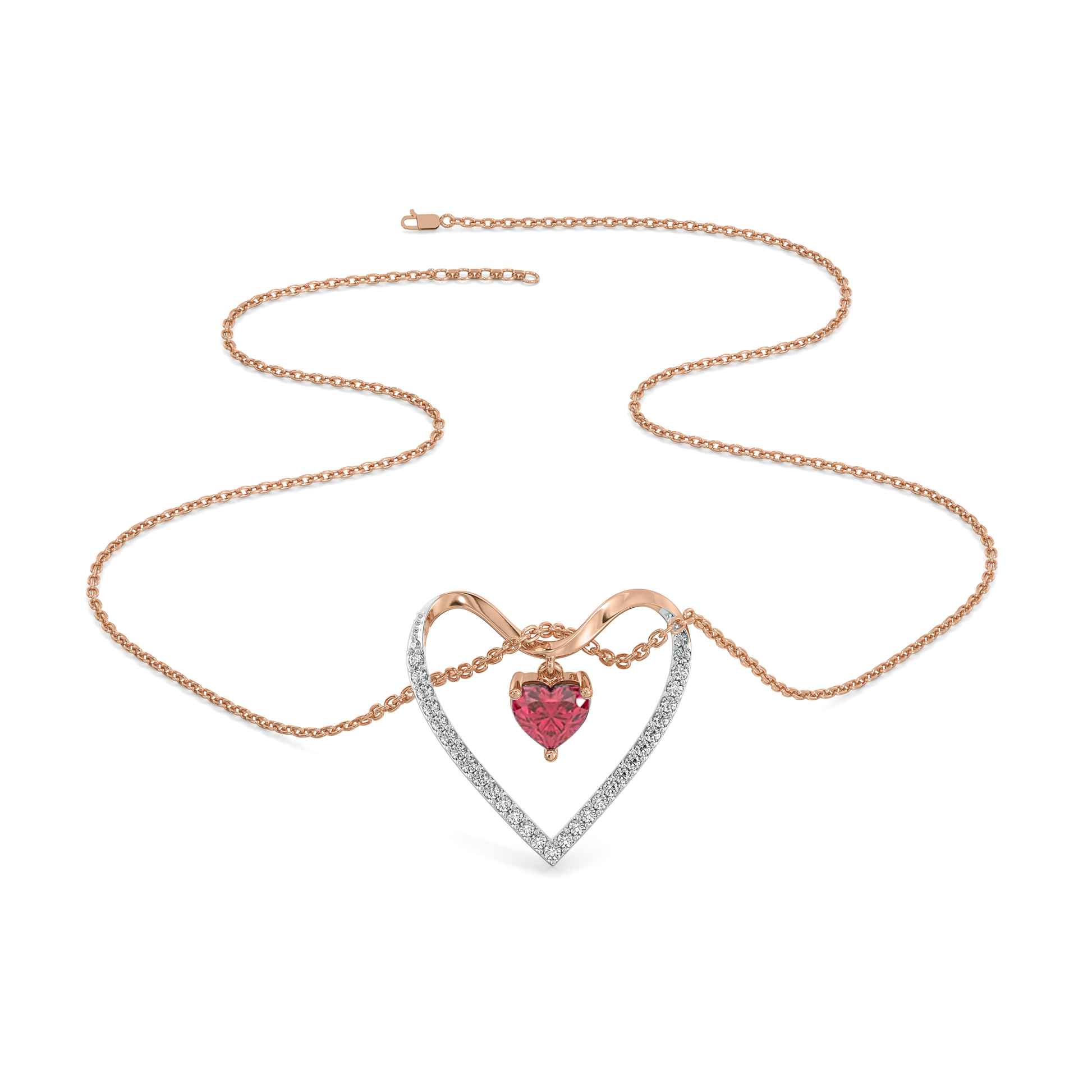 "Love on a String" - 18kt Rose Gold Vermeil Lab Grown Diamond Necklace