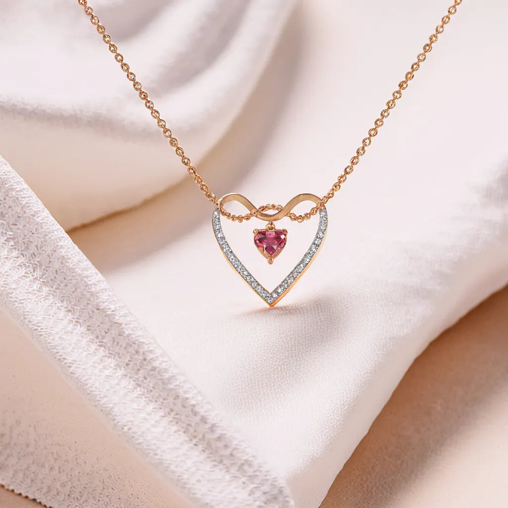 Love on a String 18kt Rose Gold Vermeil Lab Grown Diamond Necklace - Lukson 