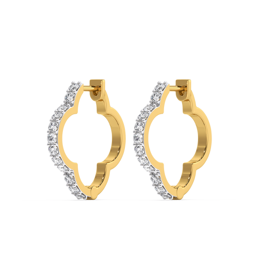 Lucky Clover Huggies - 18kt Gold Vermeil Lab Grown Diamond Earrings