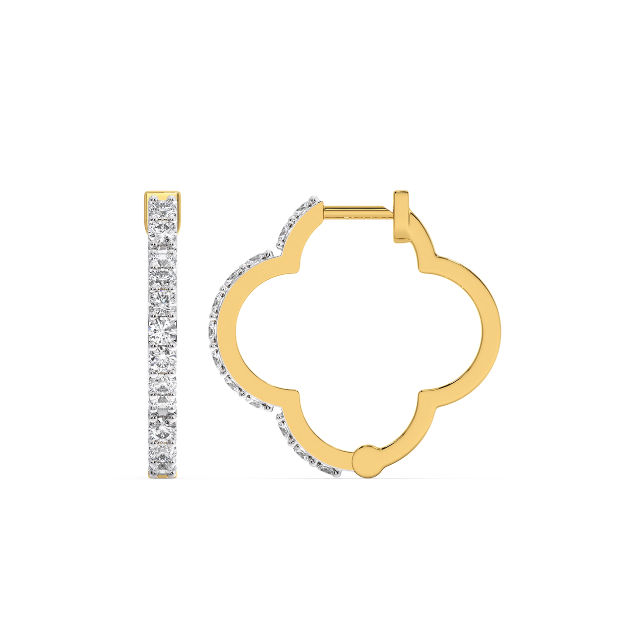 Lucky Clover Huggies - Lab Diamond Earrings